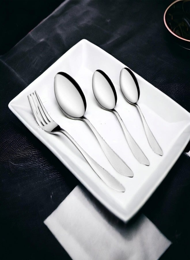 FNS Montavo by FnS Orchid Stainless Steel Cutlery Set with Hanging Stand (6 Dinner Spoons, 6 Dinner Forks, 6 Teaspoons, 6 Baby Spoons and 1 Cutlery Stand) - Image 5